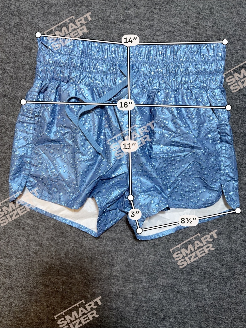 Zyia Active Blue Steel Bubbles Hi-Rise Bomber Shorts Water resistant size M - Picture 11 of 12